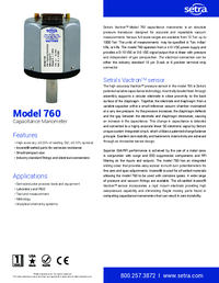 Thumbnail of document Data Sheet - 760 Capacitance Manometer